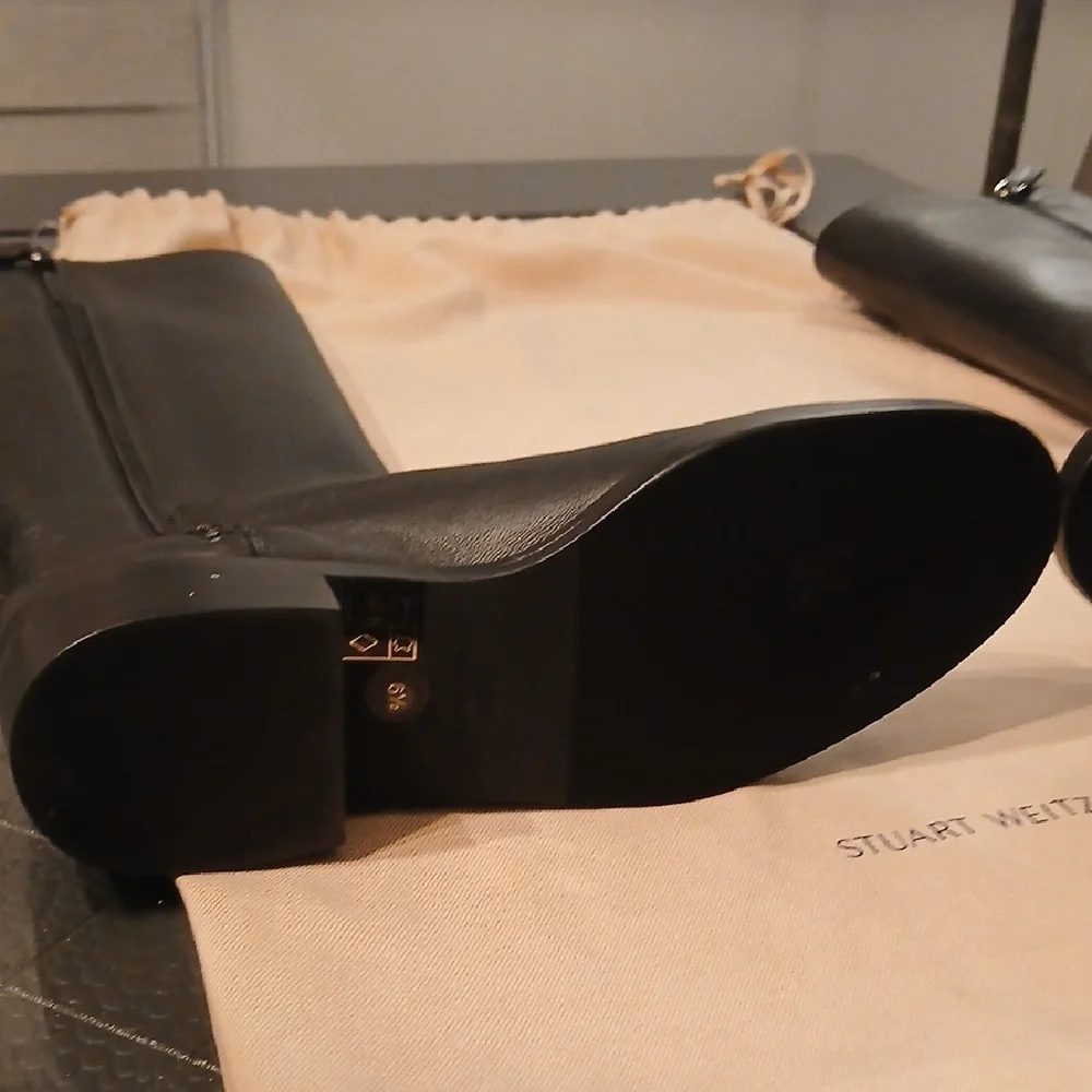 Stuart Weitzman Black Leather Knee-High Boots - Picture 3 of 8